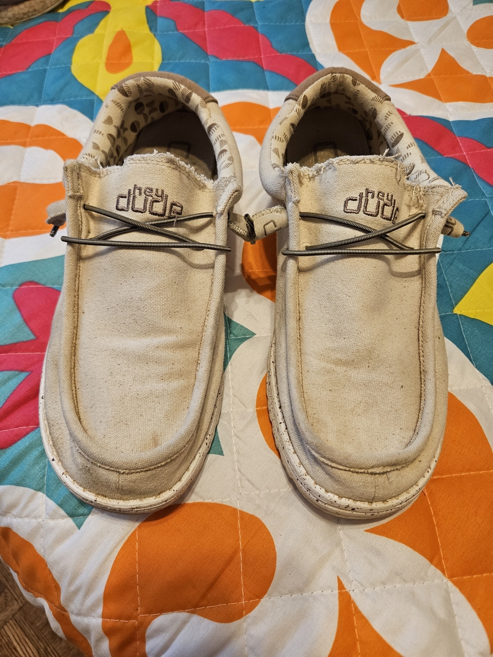 Hey Dude Beige Canvas Wally Slip-On Shoes